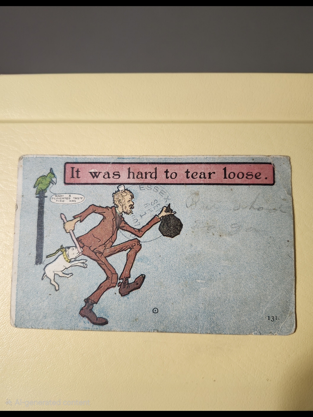 Antique 1907 Postcard Titled "It was hard to tear loose."